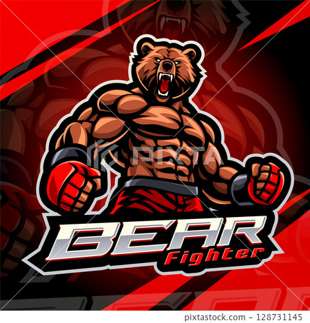 Bear fighter esport mascot logo design 128731145