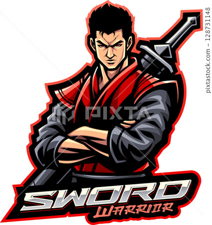 Sword warrior esport mascot logo design 128731148