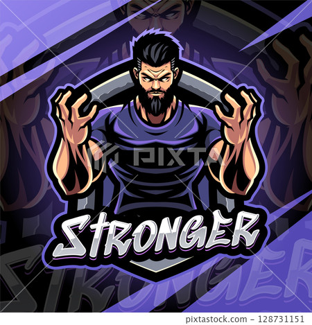 Stronger man esport mascot logo design 128731151