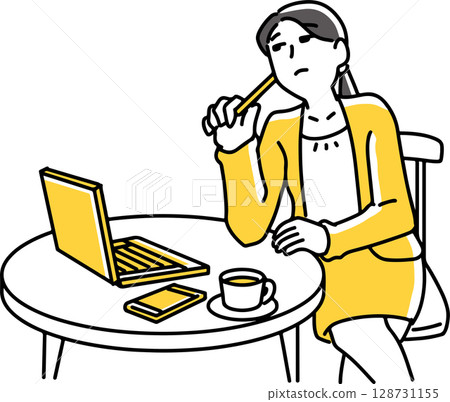 認為在膝上型計算機前面的婦女 128731155