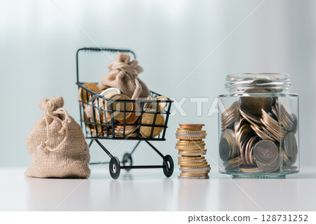 Business save money coin growth concept involves strategic financial management investment loan bank real estate economic development encourage buy income stack investment economy return accountancy Business save money coin growth concept involves strategic financial management investment loan bank real estate economic development encourage buy income stack investment economy return accountancy 128731252