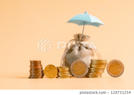 Insurance background money coin concept business protection finance sale financial investment buy automobile purchase loan deal agent rent rental premium assurance save banking tax return calculation 128731254