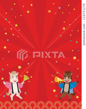 馬年促銷的可愛馬員工背景 馬年促銷的可愛馬員工背景 128731278