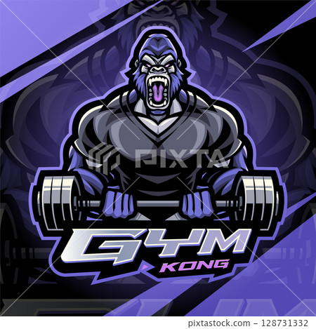Gym kong esport mascot logo design 128731332