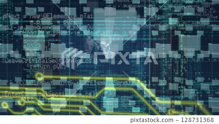 Image of data processing over media icons Image of data processing over media icons 128731368