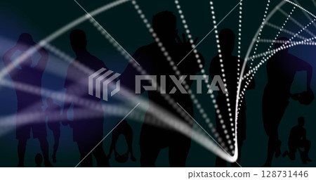 Image of dna rotating over black background Image of dna rotating over black background 128731446