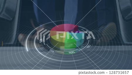 Image of statistics with data processing over diverse business people 128731657