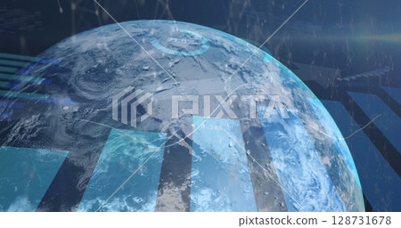 Image of data processing over globe Image of data processing over globe 128731678