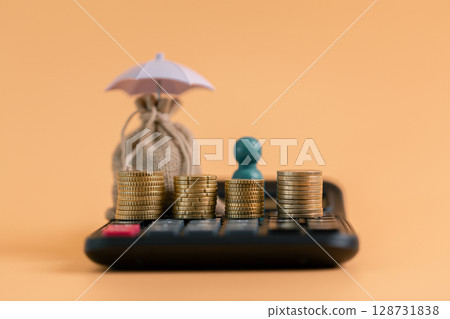 Insurance background money coin concept business protection finance sale financial investment buy automobile purchase loan deal agent rent rental premium assurance save banking tax return calculation 128731838