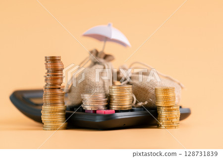 Insurance background money coin concept business protection finance sale financial investment buy automobile purchase loan deal agent rent rental premium assurance save banking tax return calculation 128731839