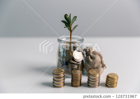 Business concept growth involves strategic financial management money loan investment bank real estate economic development encourage save buy home car education income stack investment economy return 128731967