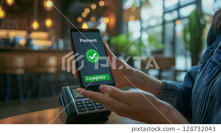 用智慧型手機智慧支付！在咖啡館輕鬆行動支付 128732043