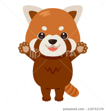 Red panda character standing and cheering 128732179