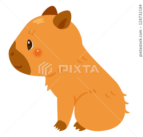 Sideways illustration of a sitting capybara Sideways illustration of a sitting capybara 128732184
