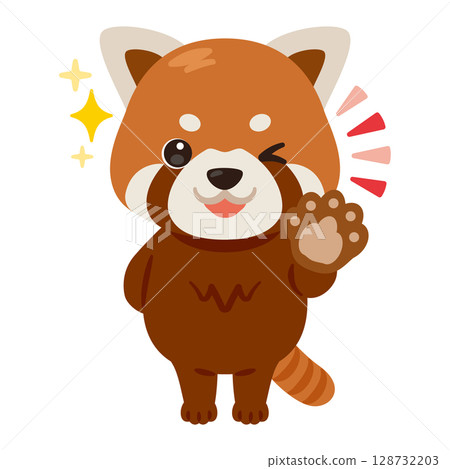 Character illustration of a red panda giving a good sign 128732203