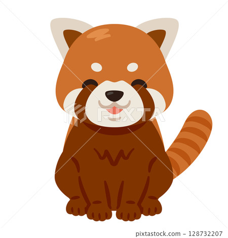 Illustration of a smiling red panda sitting 128732207