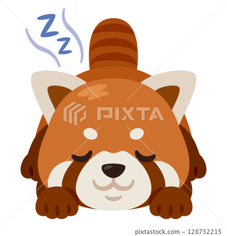 一隻紅熊貓趴著睡覺的插圖 128732215
