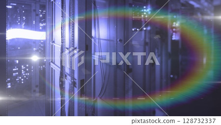 Image of moving shapes over light spots 128732337