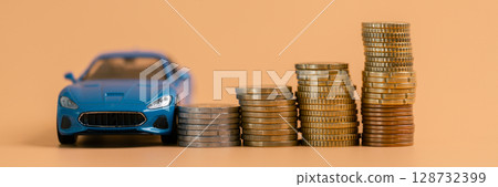 Business car concept growth involves strategic financial management money loan investment bank real estate economic development encourage accountancy save coin buy stack investment economy return 128732399