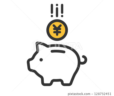 Pig money box and Japanese yen icon | Vector material 128732451