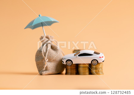 Concept business vehicle finance protection office plan investment buy sell coin car ensuring idea financial security. automobile agent tax protect purchase insurance and secure favorable loan deal 128732485