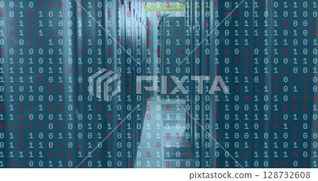 Image of data processing over server room Image of data processing over server room 128732608