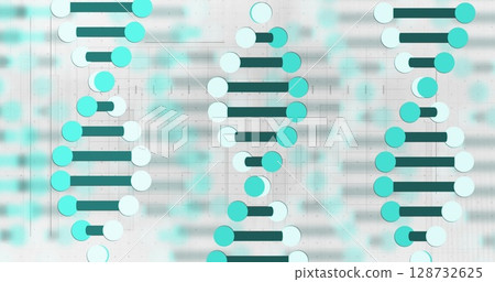 Image of scientific data processing and dna strands spinning 128732625