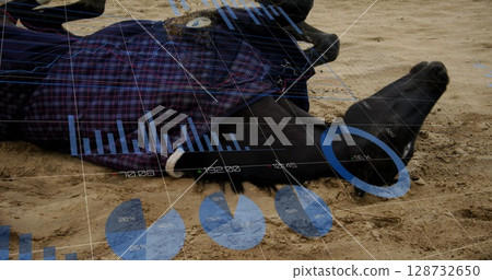 Image of statistics and data processing over horse Image of statistics and data processing over horse 128732650
