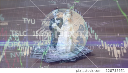 Image of data processing over american financial data processing Image of data processing over american financial data processing 128732651