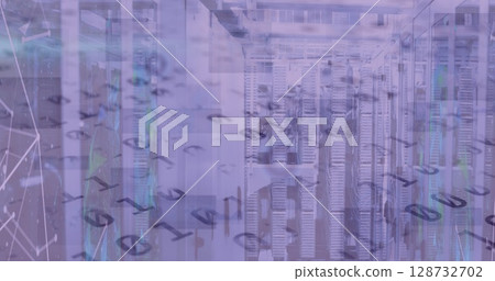 Image of data processing over server room Image of data processing over server room 128732702
