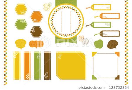 Autumn Japanese-style frame and label set (traditional patterns and pattern materials) Autumn Japanese-style frame and label set (traditional patterns and pattern materials) 128732864