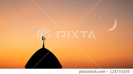 Musque Dome Night Building with Sky Moon Sunset Background Mubaruk Greeting Islam Ramadan Element Masjid Aqsa Hajj Kaaba Umrah Eid Arabian Religion Islamic Muhammad Arab Muslim Greeting. Musque Dome Night Building with Sky Moon Sunset Background Mubaruk Greeting Islam Ramadan Element Masjid Aqsa Hajj Kaaba Umrah Eid Arabian Religion Islamic Muhammad Arab Muslim Greeting. 128733205