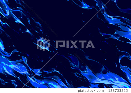 A fantastic blue flame frame background flickering in pitch black 128733223
