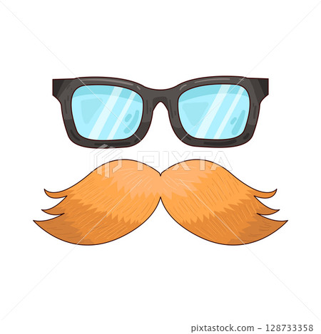 illustration of mustache and glasses 128733358