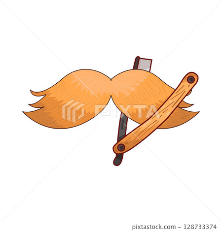 illustration of mustache and straight razor 128733374