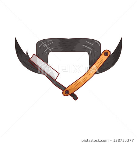 illustration of mustache and straight razor illustration of mustache and straight razor 128733377