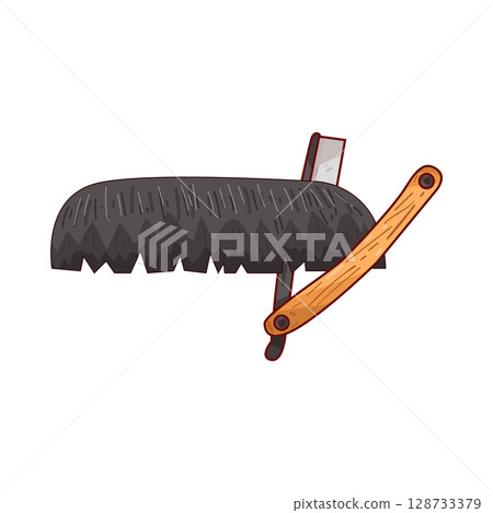 illustration of mustache and straight razor 128733379