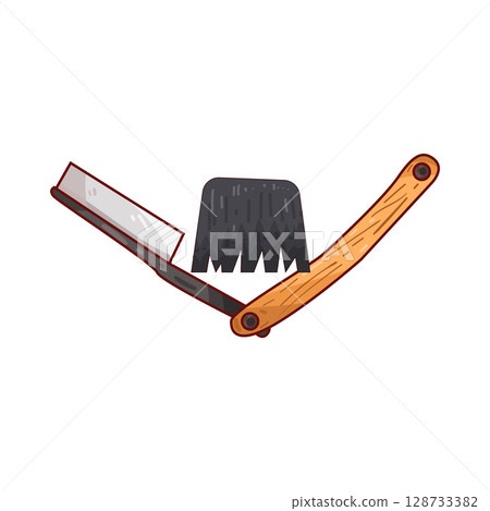 illustration of mustache and straight razor 128733382