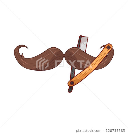 illustration of mustache and straight razor 128733385