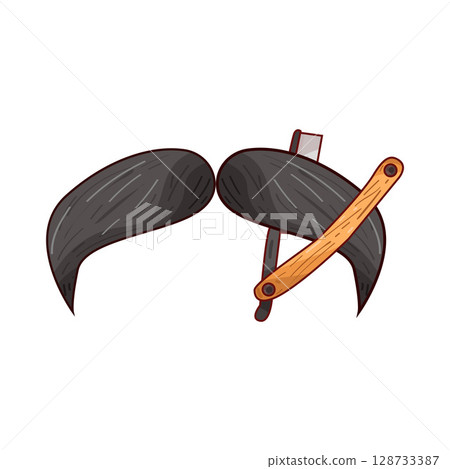 illustration of mustache and straight razor 128733387