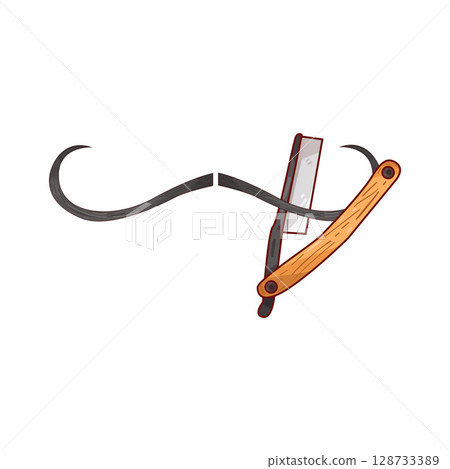 illustration of mustache and straight razor illustration of mustache and straight razor 128733389