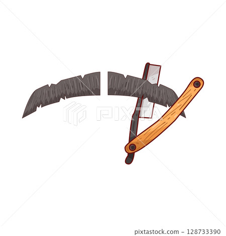 illustration of mustache and straight razor 128733390