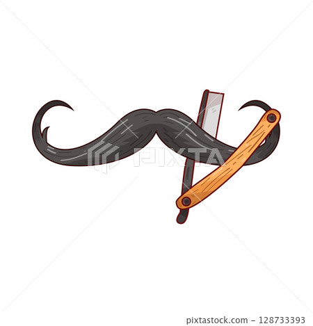 illustration of mustache and straight razor illustration of mustache and straight razor 128733393