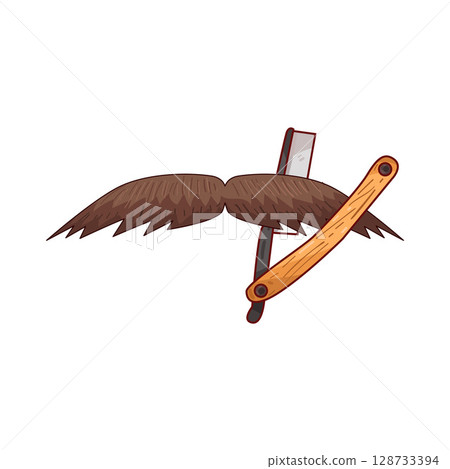 illustration of mustache and straight razor illustration of mustache and straight razor 128733394