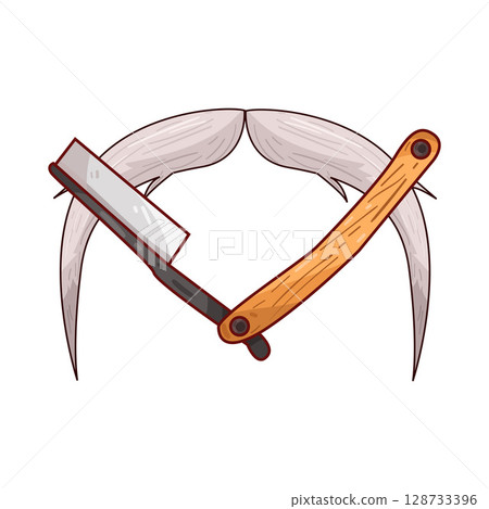 illustration of mustache and straight razor illustration of mustache and straight razor 128733396