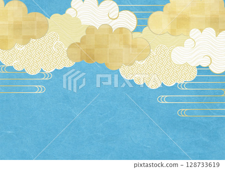 Japanese paper texture-red-Japan-New Year-gold leaf-clouds Japanese paper texture-red-Japan-New Year-gold leaf-clouds 128733619