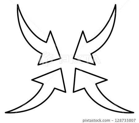 Illustration of arrows converging on one point 128733807