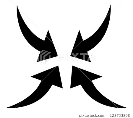 Illustration of black arrows converging on one point Illustration of black arrows converging on one point 128733808