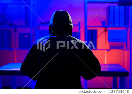 Hacker cyberattack representing data breach and cybersecurity threat in digital system Hacker cyberattack representing data breach and cybersecurity threat in digital system 128733948