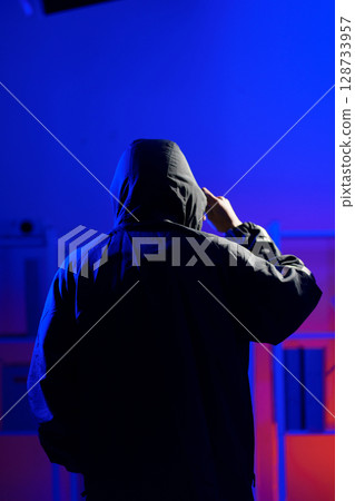 Anonymous hacker thief criminal man Anonymous hacker thief criminal man 128733957
